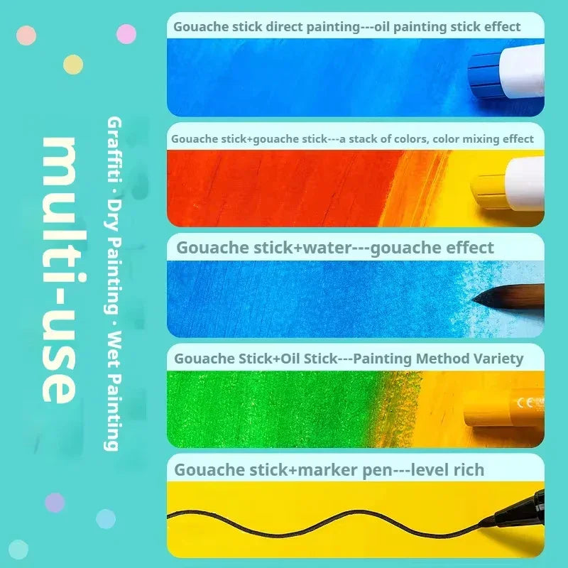 Buy The Best By Artsulli - Art is Long Life Short - 6-24 Colors Artist Soft Solid Gouache Paint Sticks/Pastels/Crayon Basic/Macaron