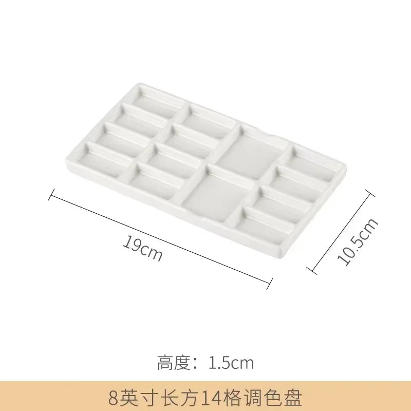 Buy The Best By Artsulli - Art is Long Life Short - Ceramic Square Palette Multi-grid Watercolor Oil Paint Tray Adult Beginner Portable