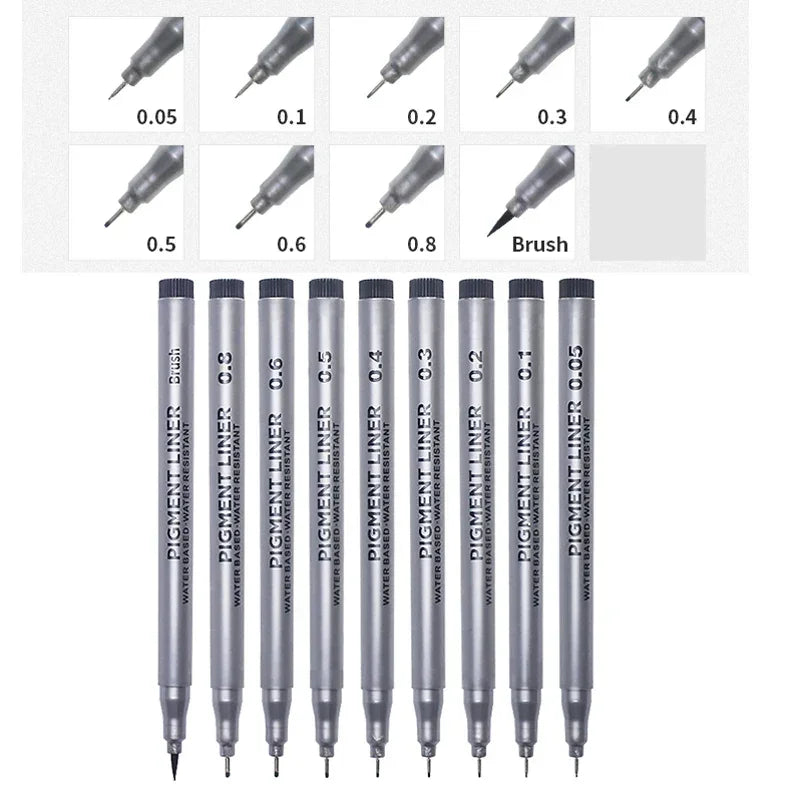 Buy The Best By Artsulli - Art is Long Life Short - 9Pcs/set Pigment Liner Micron Ink Marker Pen For Drawing Sketch Manga Calligraphy Brush