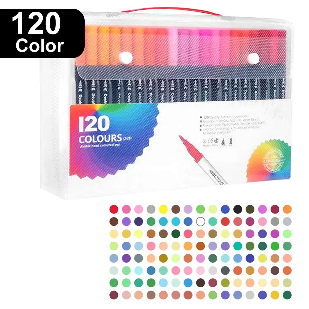 Buy The Best By Artsulli - Art is Long Life Short - 12/60/120 Colors Double Head Markers Tip Supplies Drawing Brush Pen Set For Gift Pens