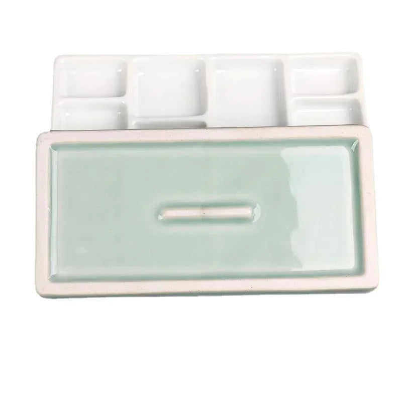 Buy The Best By Artsulli - Art is Long Life Short - Ceramic Square Palette Multi-grid Watercolor Oil Paint Tray Adult Beginner Portable