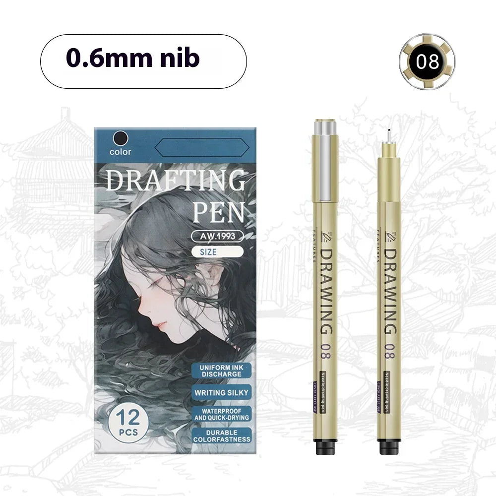 Buy The Best By Artsulli - Art is Long Life Short - 1/6/9/12 Pcs Manga Black Fineliner Marlers Various Pen Nibs For Sketch Architectural