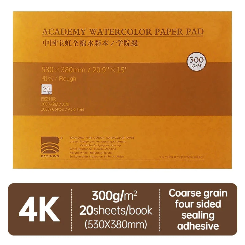 Buy The Best By Artsulli - Art is Long Life Short - Baohong Academy Watercolor Book 100% Cotton Sketchbook 300g Drawing Paper 32K 16K 8K