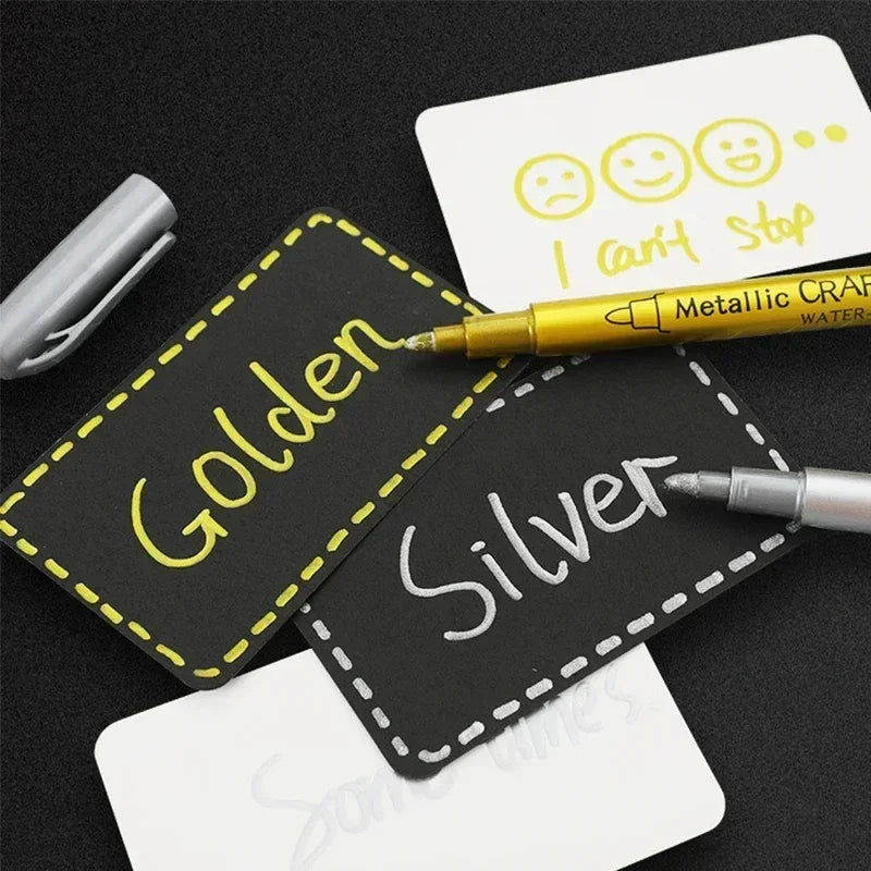 Buy The Best By Artsulli - Art is Long Life Short - 1/2Pc Brush Metallic Marker Pens Gold Silver Permanent Markers for Crafts Manga