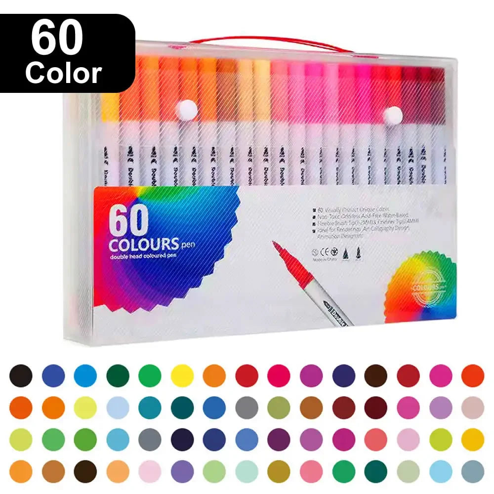 Buy The Best By Artsulli - Art is Long Life Short - 12/60/120 Colors Double Head Markers Tip Supplies Drawing Brush Pen Set For Gift Pens