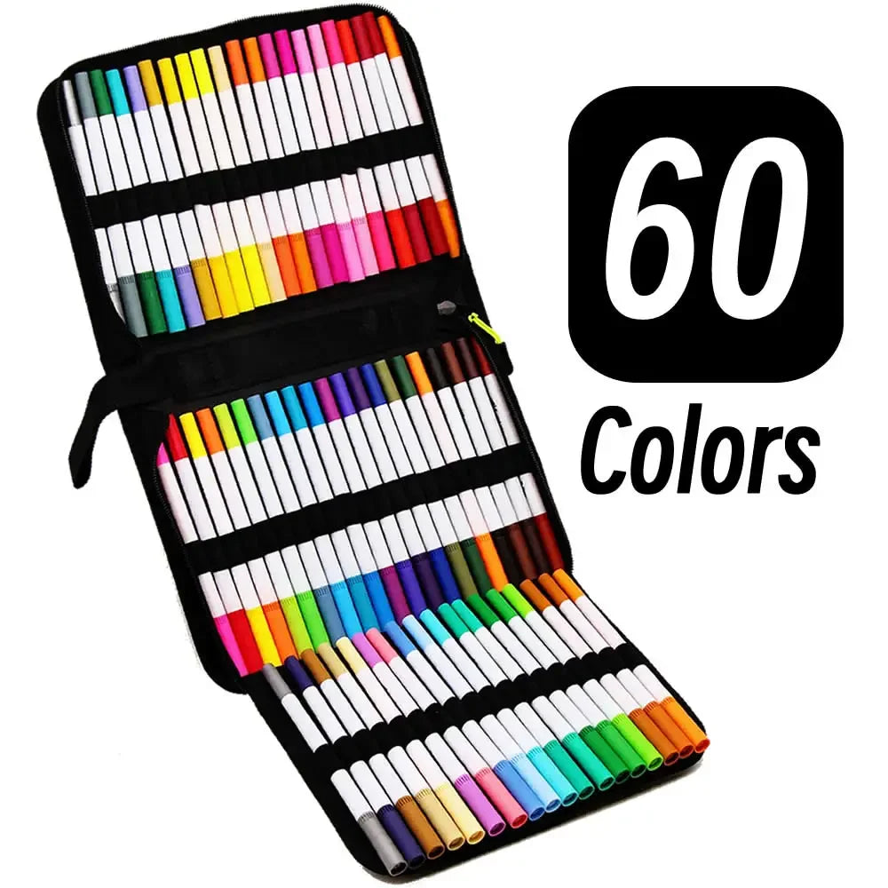 Buy The Best By Artsulli - Art is Long Life Short - LOLEDE 60 Color Double Head Markers Tip Supplies Drawing Brush Pen Colors Set