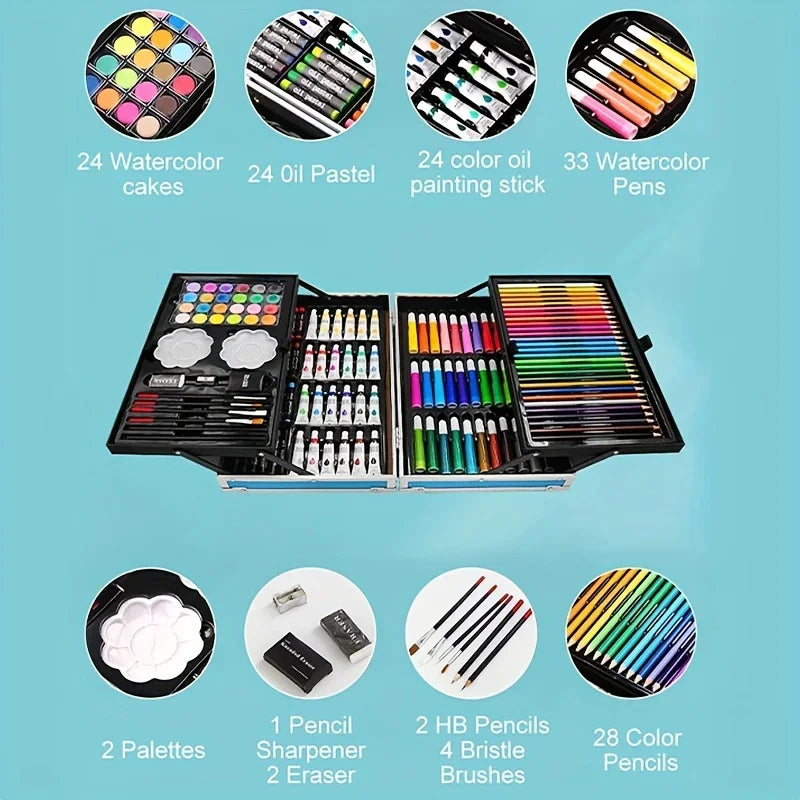 Buy The Best By Artsulli - Art is Long Life Short - Supplies 145 Pack Painting Drawing Kit Deluxe Double Layers Set Crafts Colored Pencils