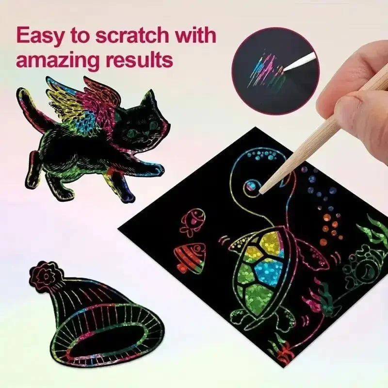 Buy The Best By Artsulli - Art is Long Life Short - 100 Sheets Magical Scratch Memo Boxes Rainbow Mini Notes Handmade DIY Party Supplies