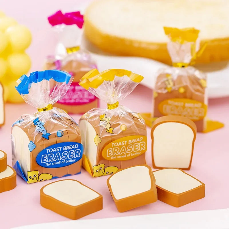 Buy The Best By Artsulli - Art is Long Life Short - 4Pcs/Lot Cute Toast Bread Eraser School Stationery Creative Kids Writing Drawing Rubber