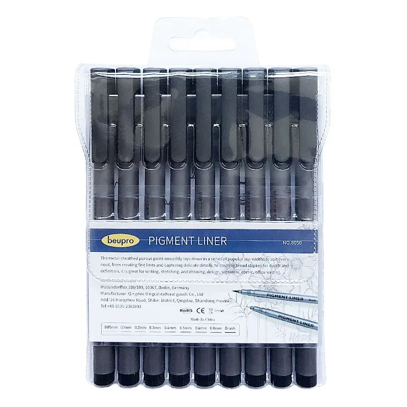 Buy The Best By Artsulli - Art is Long Life Short - 9Pcs/set Pigment Liner Micron Ink Marker Pen For Drawing Sketch Manga Calligraphy Brush