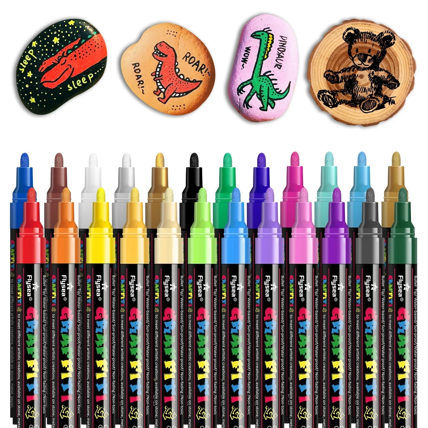 Buy The Best By Artsulli - Art is Long Life Short - 12/18/24Pcs/Set Acrylic Graffiti Marker for Fabric Canvas Rock Glass Wood Medium Tip