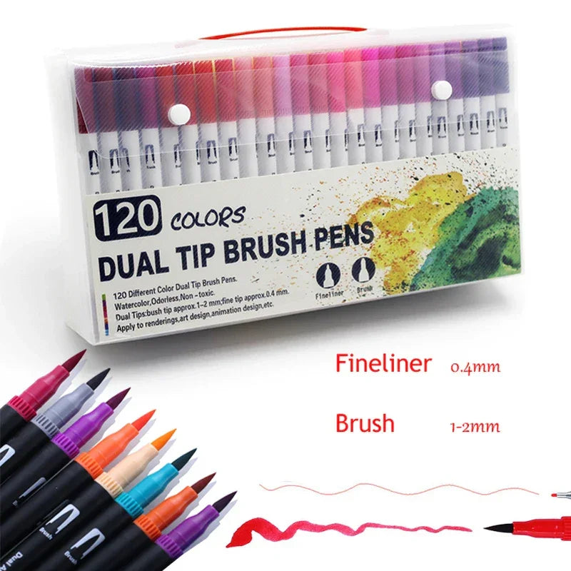 Buy The Best By Artsulli - Art is Long Life Short - Markers Set 36/48/72/120 Colors FineLiner Dual Tip Brush Pen Drawing Painting