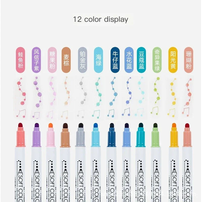 Buy The Best By Artsulli - Art is Long Life Short - 6Pcs/Set Light Color Dot Highlighter Pen Set Dual Tip Fine Liner & Dots Spot Marker