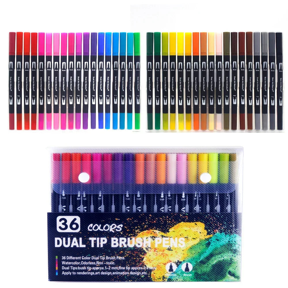 Buy The Best By Artsulli - Art is Long Life Short - Markers Set 36/48/72/120 Colors FineLiner Dual Tip Brush Pen Drawing Painting