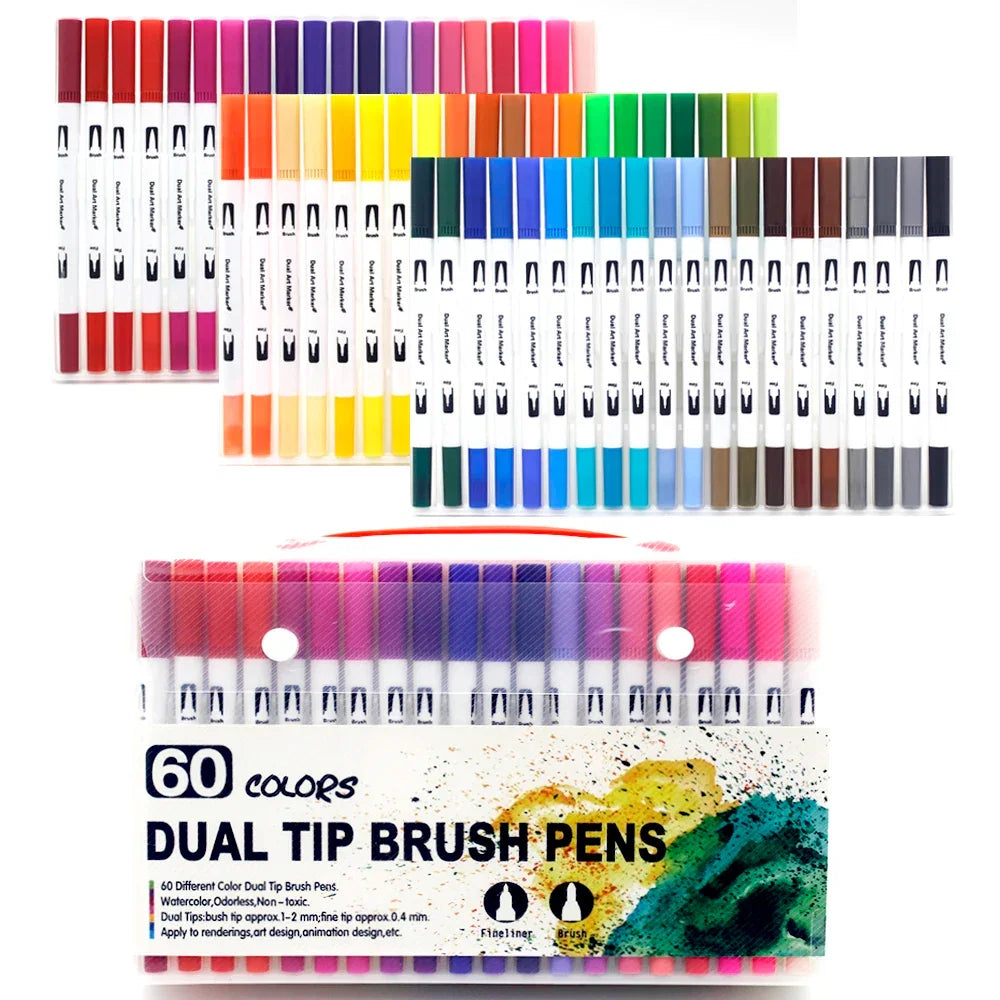 Buy The Best By Artsulli - Art is Long Life Short - Markers Set 36/48/72/120 Colors FineLiner Dual Tip Brush Pen Drawing Painting