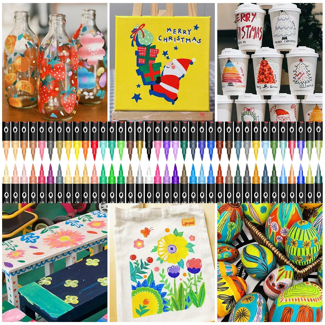 Buy The Best By Artsulli - Art is Long Life Short - 24/48/72 Colors Dual Tip Acrylic Paint Markers 12/24/36 Pack Set Drawing for DIY Crafts