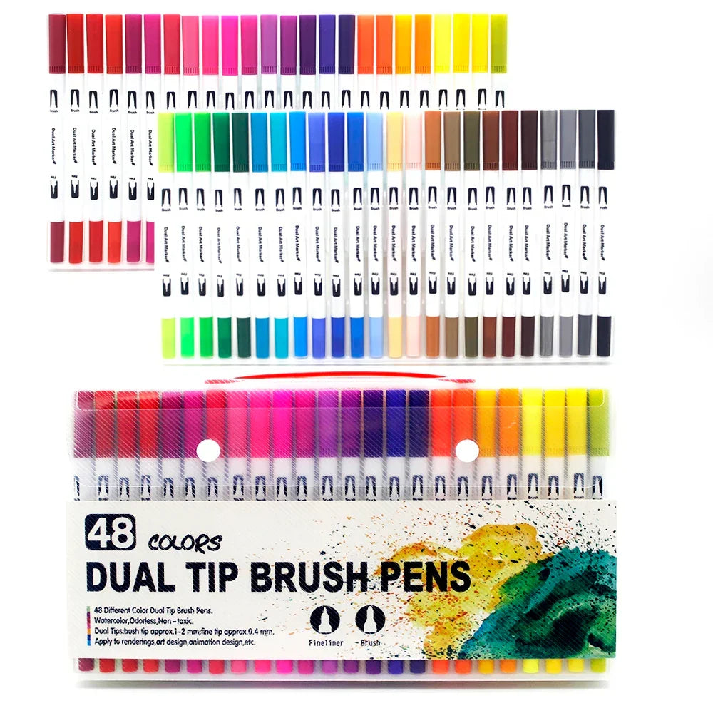 Buy The Best By Artsulli - Art is Long Life Short - Markers Set 36/48/72/120 Colors FineLiner Dual Tip Brush Pen Drawing Painting