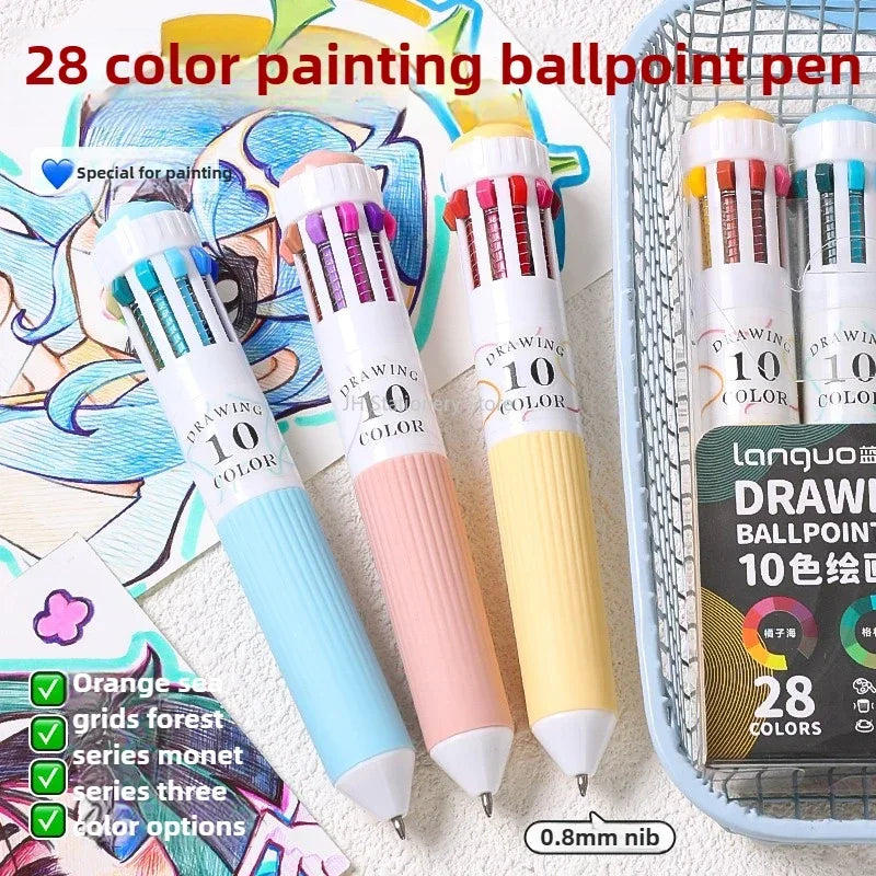 Buy The Best By Artsulli - Art is Long Life Short - Languo 120/10 Color Ballpoint Pen Cartoon 0.8mm Soft Grip Press Multicolor Writing