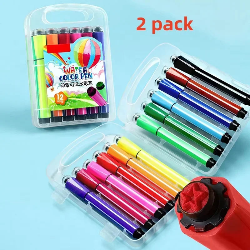 Buy The Best By Artsulli - Art is Long Life Short - Bview 12/24 Colors Washable Watercolor Paint Pens Set Non-toxic Fire Seal Mark Pen