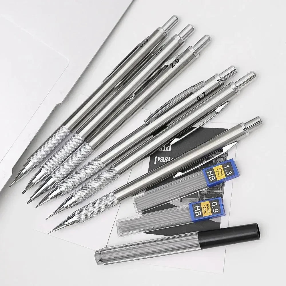 Buy The Best By Artsulli - Art is Long Life Short - 0.3 0.5 0.7 0.9 1.3 2.0mm Metal Mechanical Pencil Set School Sketch Writing Stainless