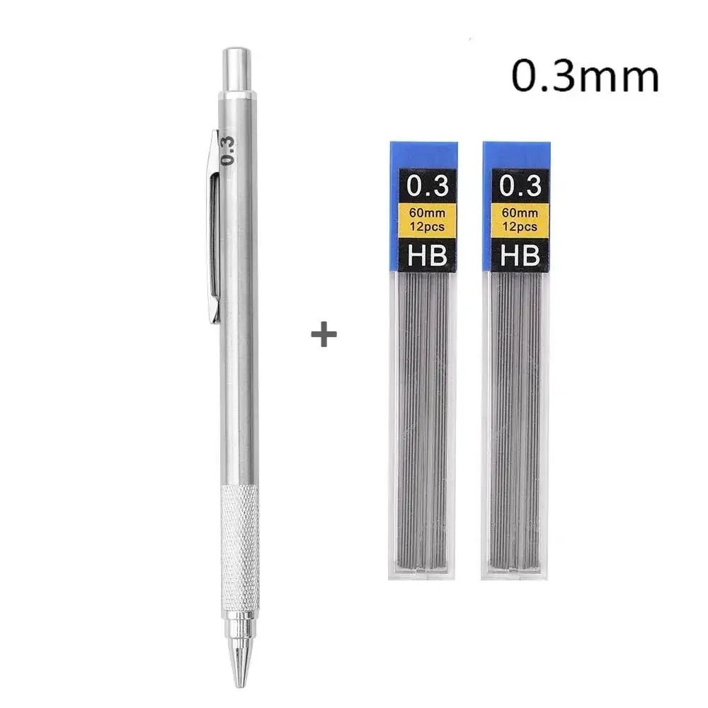 Buy The Best By Artsulli - Art is Long Life Short - 0.3 0.5 0.7 0.9 1.3 2.0mm Metal Mechanical Pencil Set School Sketch Writing Stainless