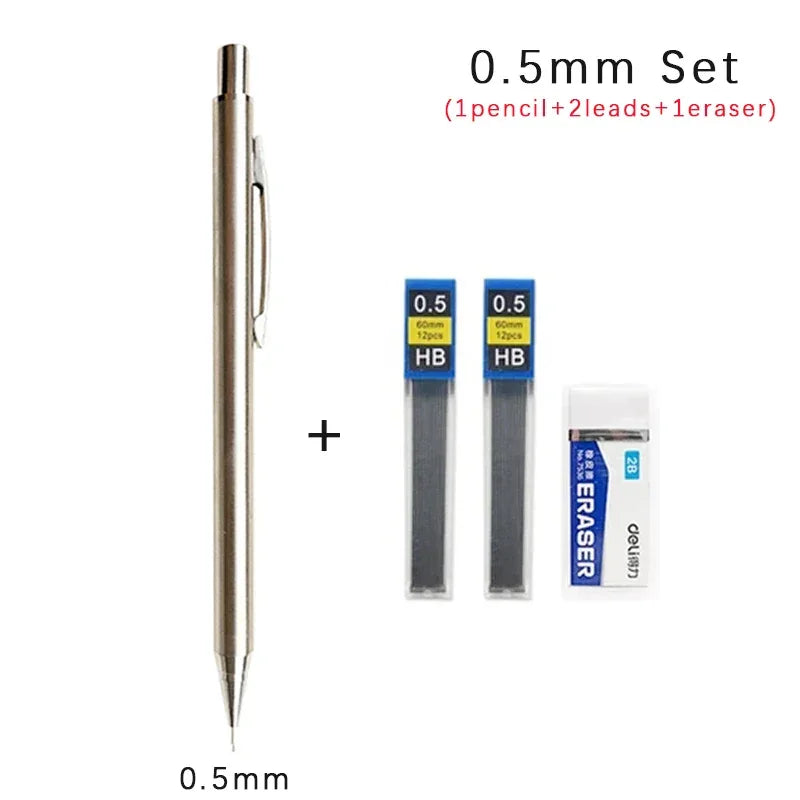 Buy The Best By Artsulli - Art is Long Life Short - 0.3 0.5 0.7 0.9 2.0mm Full Metal Mechanical Pencil Set School Sketch Writing Stainless