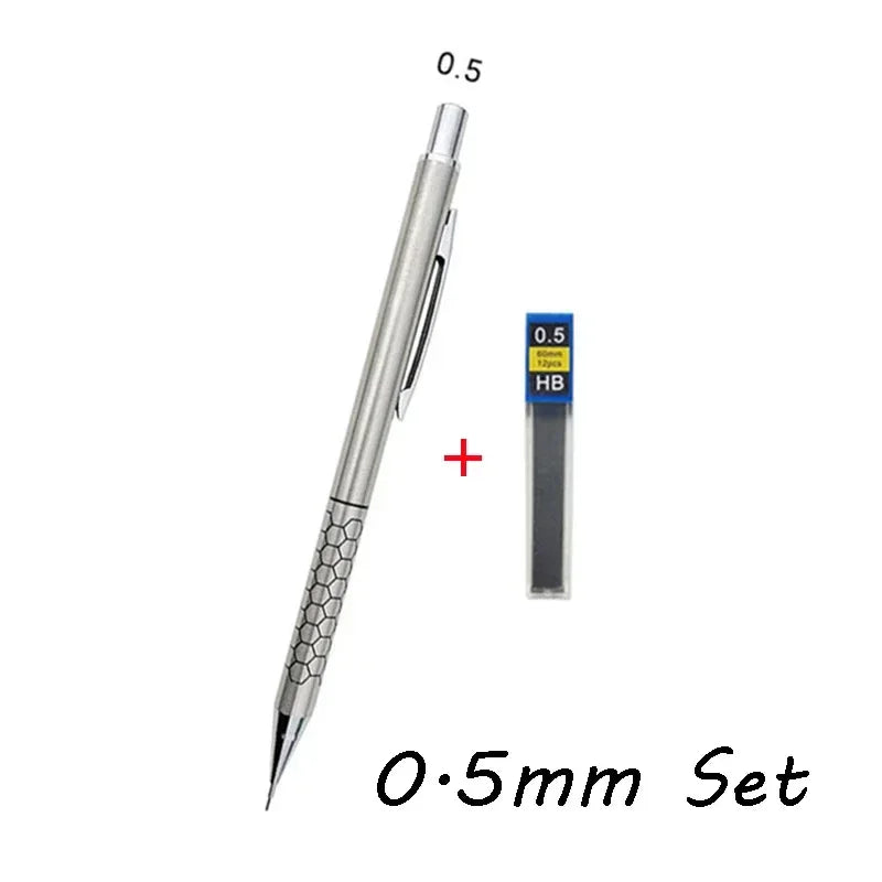 Buy The Best By Artsulli - Art is Long Life Short - 0.5 0.7 0.9mm Metal Mechanical Pencil with Eraser Set HB Lead Sketch Drawing Supplies