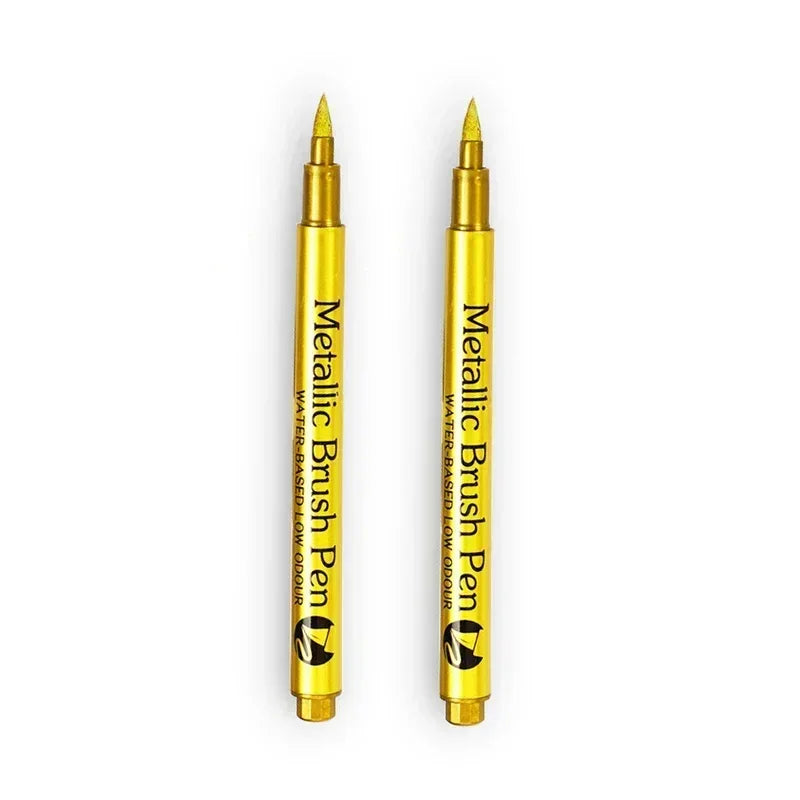 Buy The Best By Artsulli - Art is Long Life Short - 1/2Pc Brush Metallic Marker Pens Gold Silver Permanent Markers for Crafts Manga