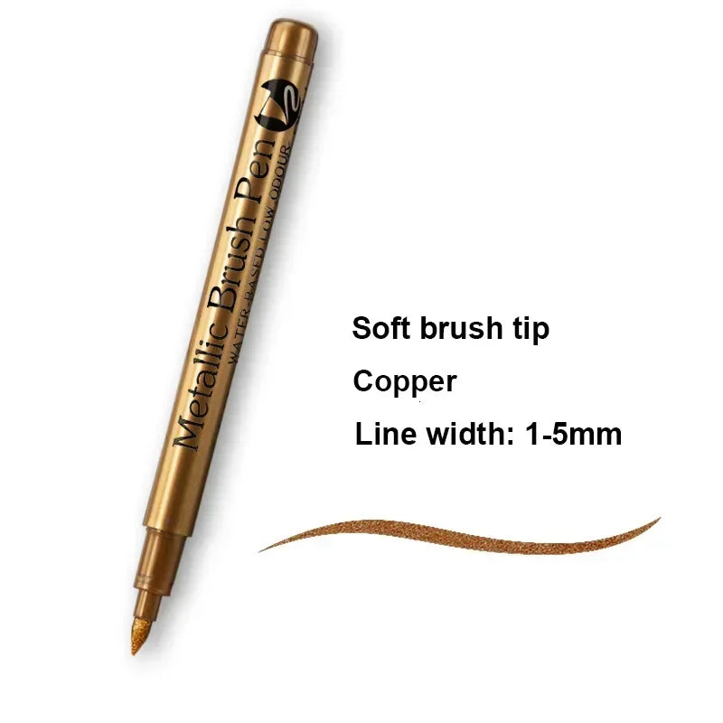 Buy The Best By Artsulli - Art is Long Life Short - 1/2Pc Brush Metallic Marker Pens Gold Silver Permanent Markers for Crafts Manga