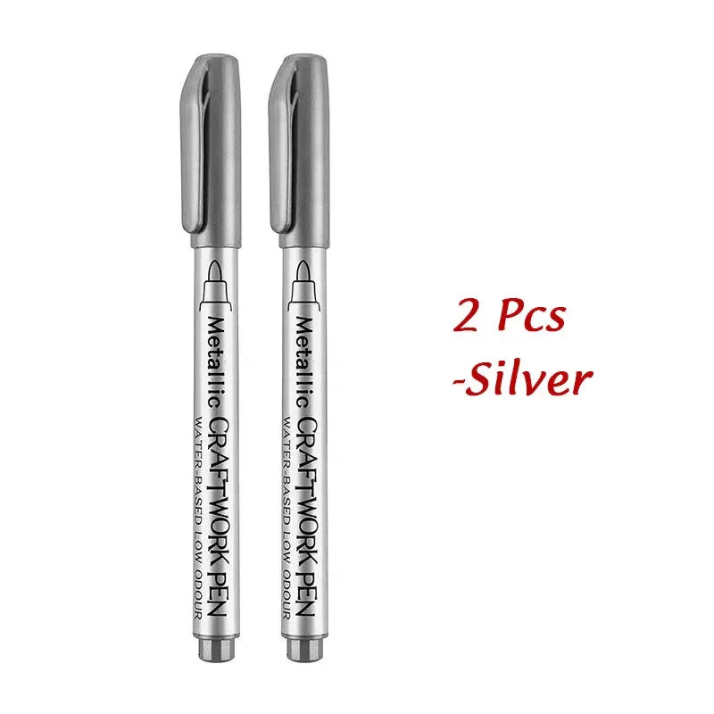 Buy The Best By Artsulli - Art is Long Life Short - 1/2Pcs Brush Metallic Marker Pens Gold Silver Permanent Markers Crafts Scrapbooking