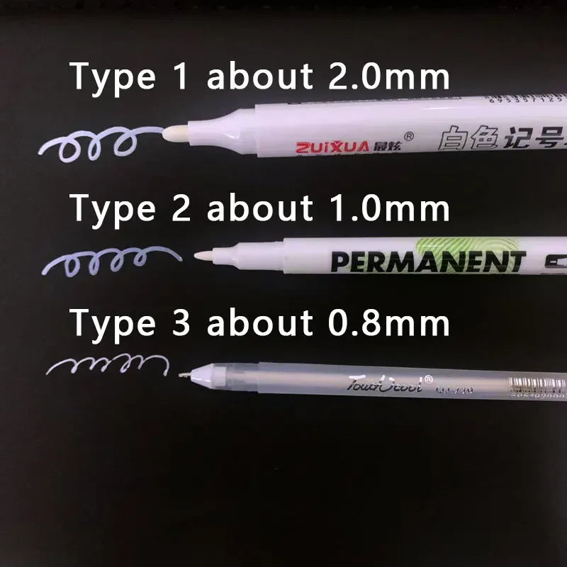 Buy The Best By Artsulli - Art is Long Life Short - 1/3/5 Pcs White Marker Pens 2.0mm Oily Waterproof Gel Pen DIY Graffiti Sketching