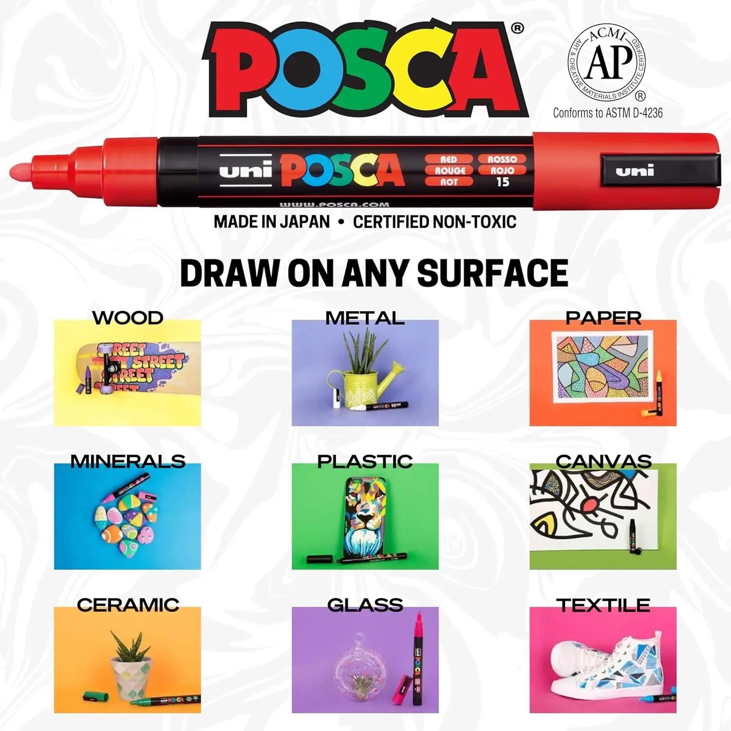 Buy The Best By Artsulli - Art is Long Life Short - 1 PC Japan Uni Posca Paint Marker Pen,PC-3M 0.9-1.3mm Acrylic Pen For CD Metal Glass