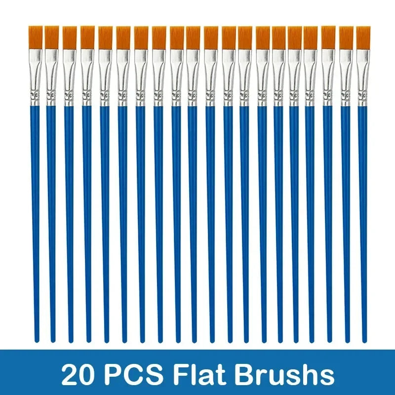 Buy The Best By Artsulli - Art is Long Life Short - 10/20/50Pcs Painting Brushes Set Round / Flat Brushs Nylon Hair Paint Pen for Oil