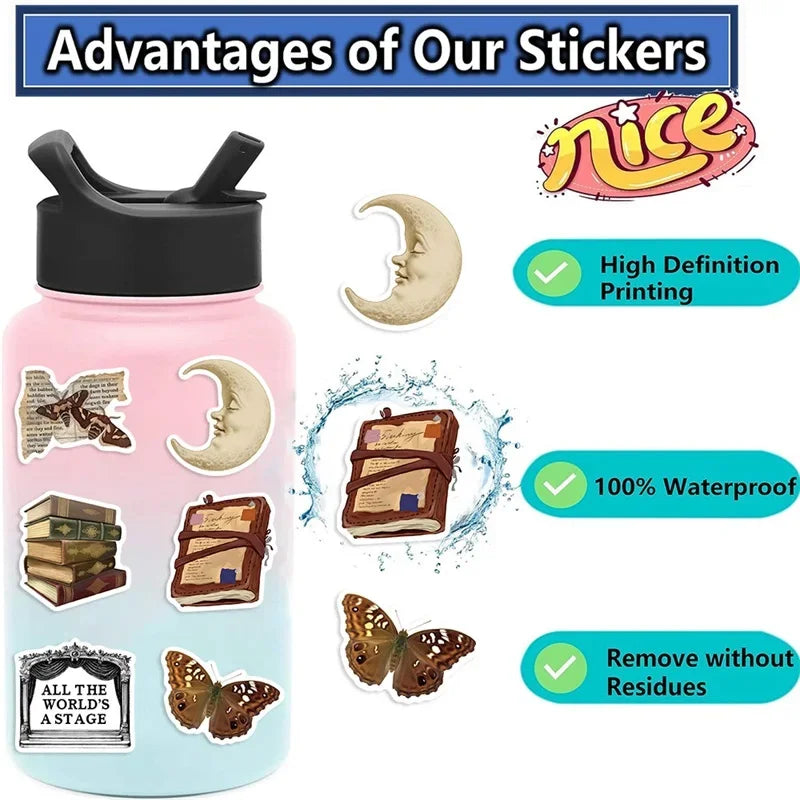 Buy The Best By Artsulli - Art is Long Life Short - 10/30/50PCS Vintage Dark PVC Sticky Sticker Aesthetic Children’s Stationery DIY