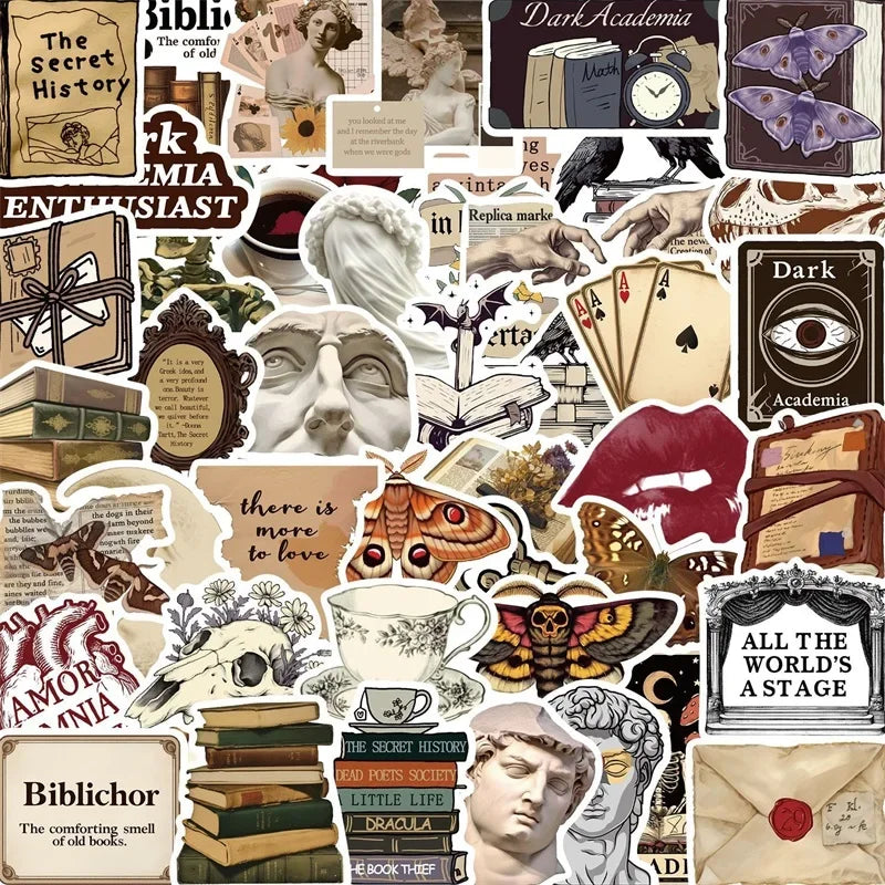 Buy The Best By Artsulli - Art is Long Life Short - 10/30/50PCS Vintage Dark PVC Sticky Sticker Aesthetic Children’s Stationery DIY