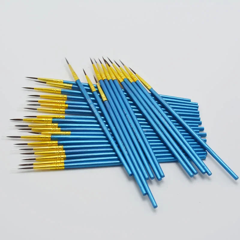 Buy The Best By Artsulli - Art is Long Life Short - 10 Pcs Fine Hand Painted Thin Hook Line Pen Blue Supplies Drawing Paint Brush Nylon