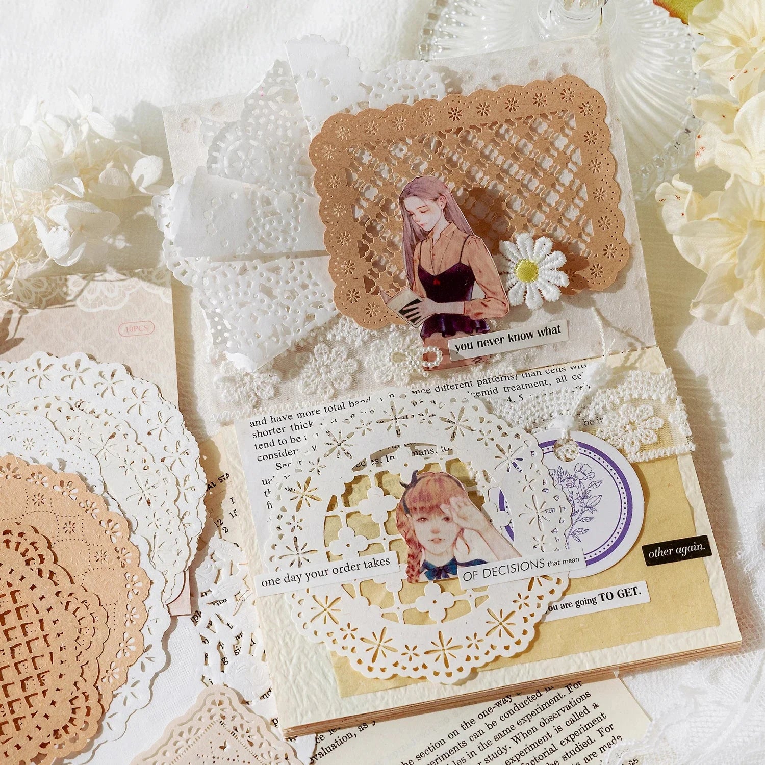 Buy The Best By Artsulli - Art is Long Life Short - 10 pcs Hollow out Hand lace paper Planner Literature Scrapbooking material hand made