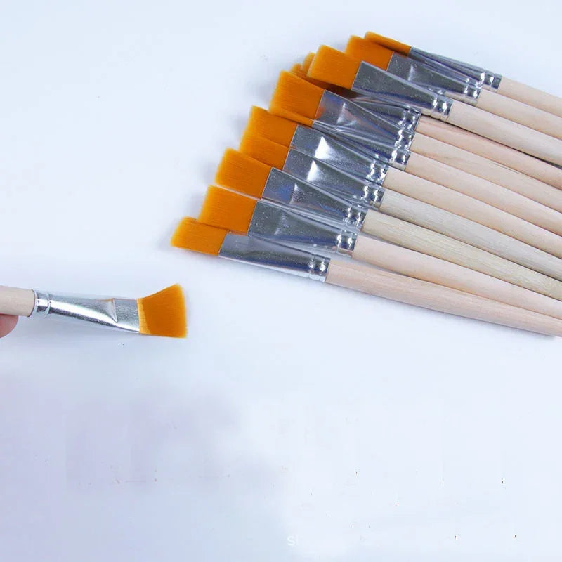 Buy The Best By Artsulli - Art is Long Life Short - 10 Pcs Nylon Hair Painting Brush Oil Watercolor Water Powder Propylene Acrylic Wooden