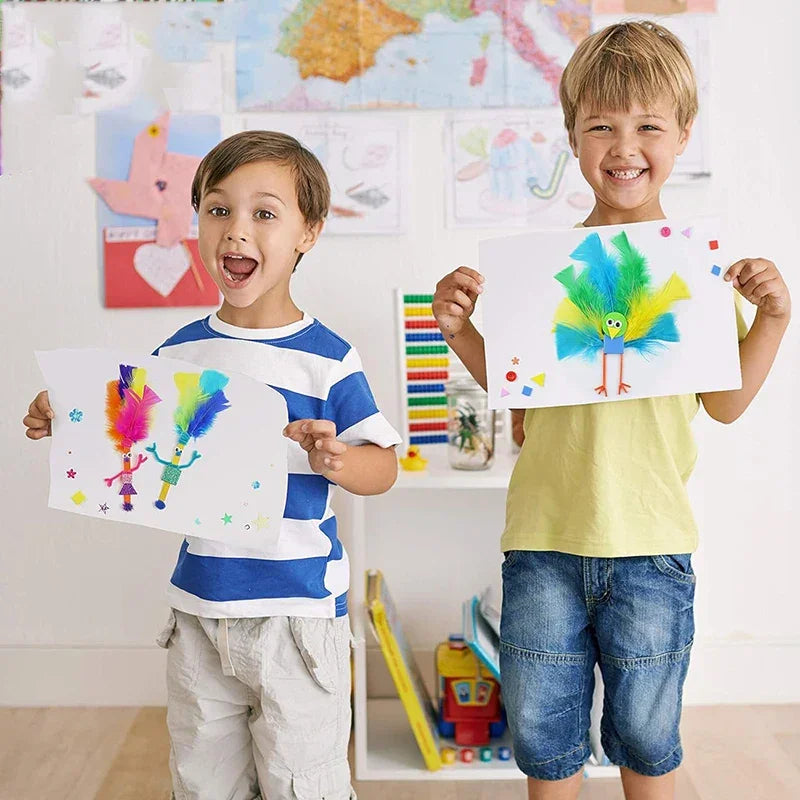 Buy The Best By Artsulli - Art is Long Life Short - 1000pcs Kids Crafts Supplies Kit Pipe Cleaners Pompoms Foam Stickers Feather Felt Cloth