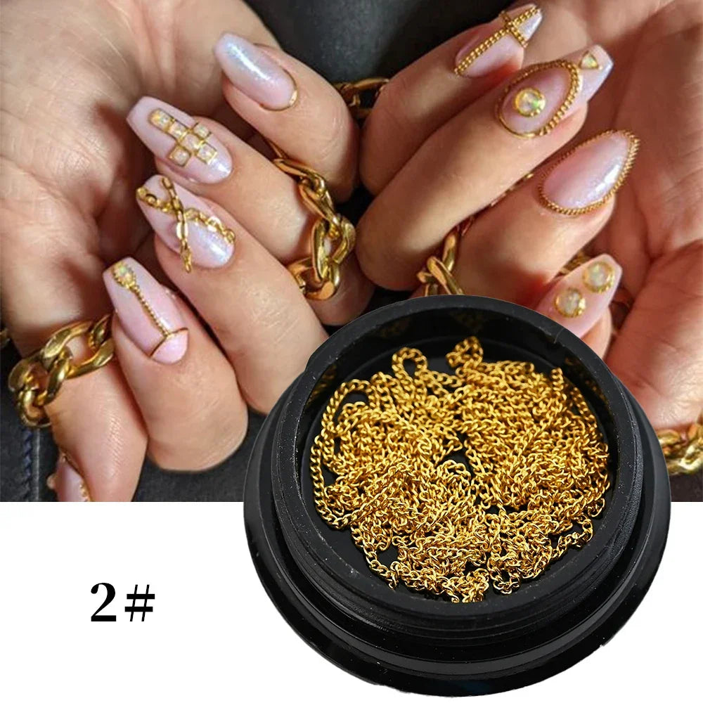 Buy The Best By Artsulli - Art is Long Life Short - 100cm Gold Silver Metal Nail Chains Decorations 3D Punk Luxury Glitter Chain Charms