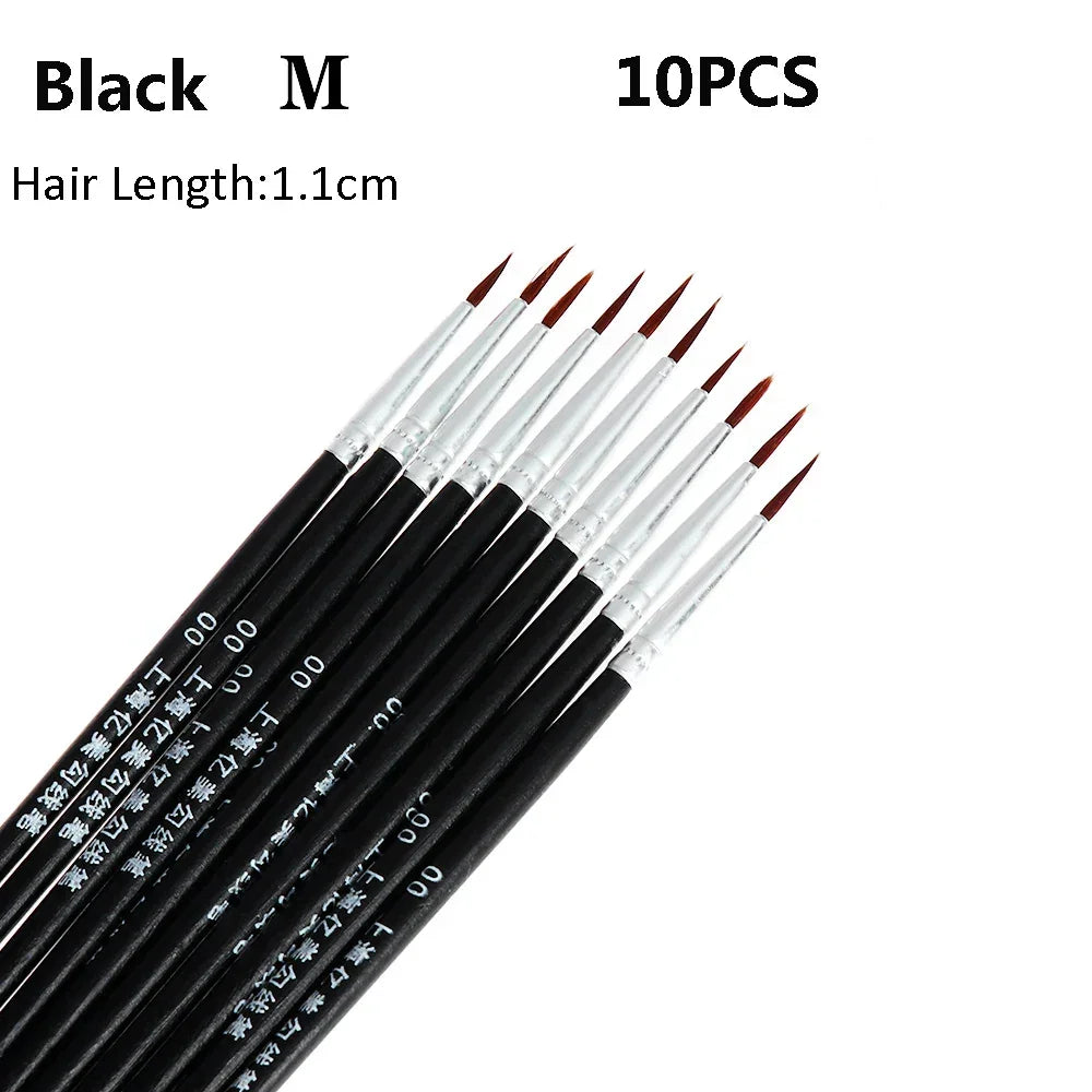 Buy The Best By Artsulli - Art is Long Life Short - 10pcs 0.7/1.1/1.5cm Fine Hand Painted Thin Hook Line Pen Supplies Drawing Paint Brush