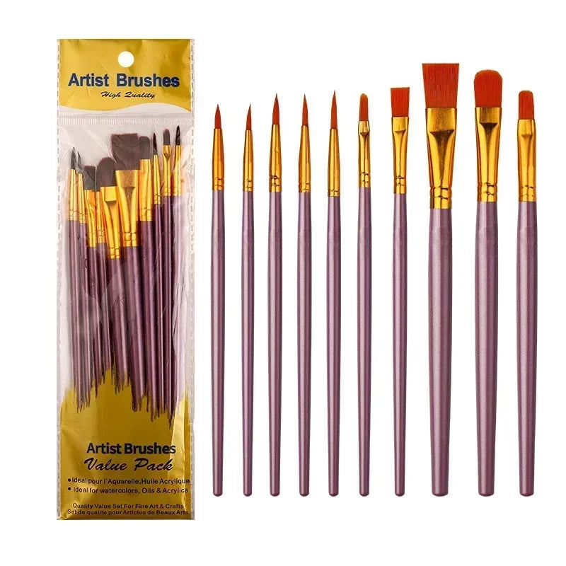 Buy The Best By Artsulli - Art is Long Life Short - 10Pcs/Set Multi-functional Watercolor Brush Pearlescent Plastic Rod Nylon Hair Hook