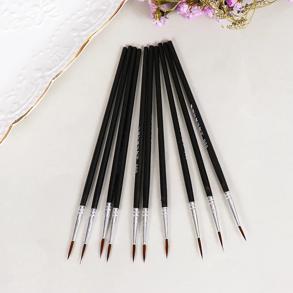 Buy The Best By Artsulli - Art is Long Life Short - 10Pcs Supplies Hand Painted Thin Hook Line Pen Drawing Paint Brush Nylon Acrylic