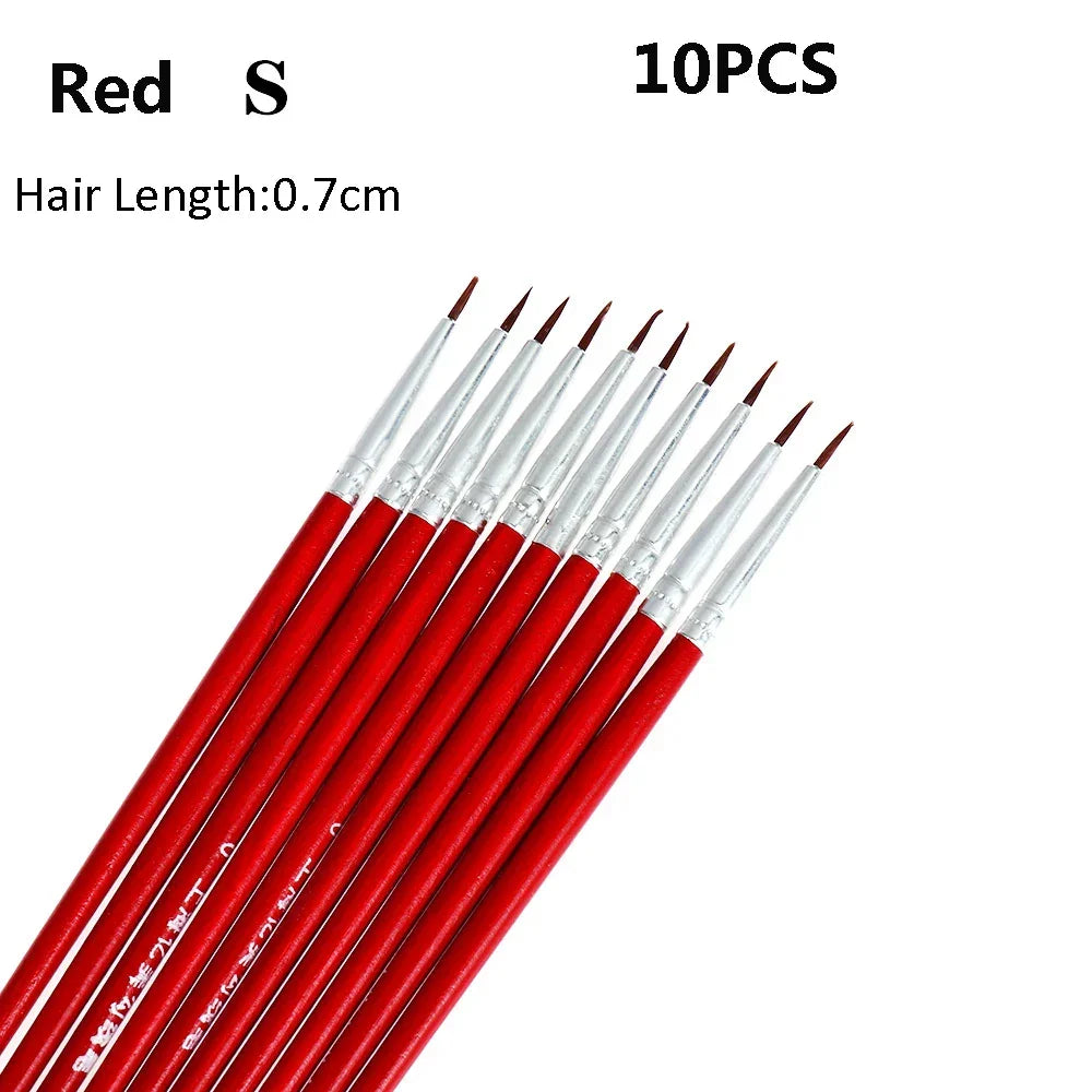 Buy The Best By Artsulli - Art is Long Life Short - 10Pcs Supplies Hand Painted Thin Hook Line Pen Drawing Paint Brush Nylon Acrylic