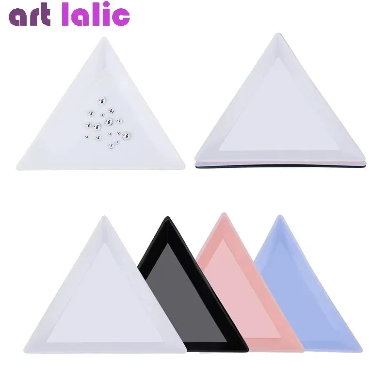 Buy The Best By Artsulli - Art is Long Life Short - 10Pcs Triangle Plastic Plate Nail Jewelry Beads Organizer Rhinestone Diamond Storage