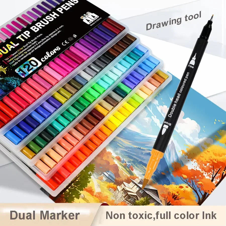 Buy The Best By Artsulli - Art is Long Life Short - 12-120 Color Double-Head Marker Pen Water-Based Highlight Washable Children’s Painting