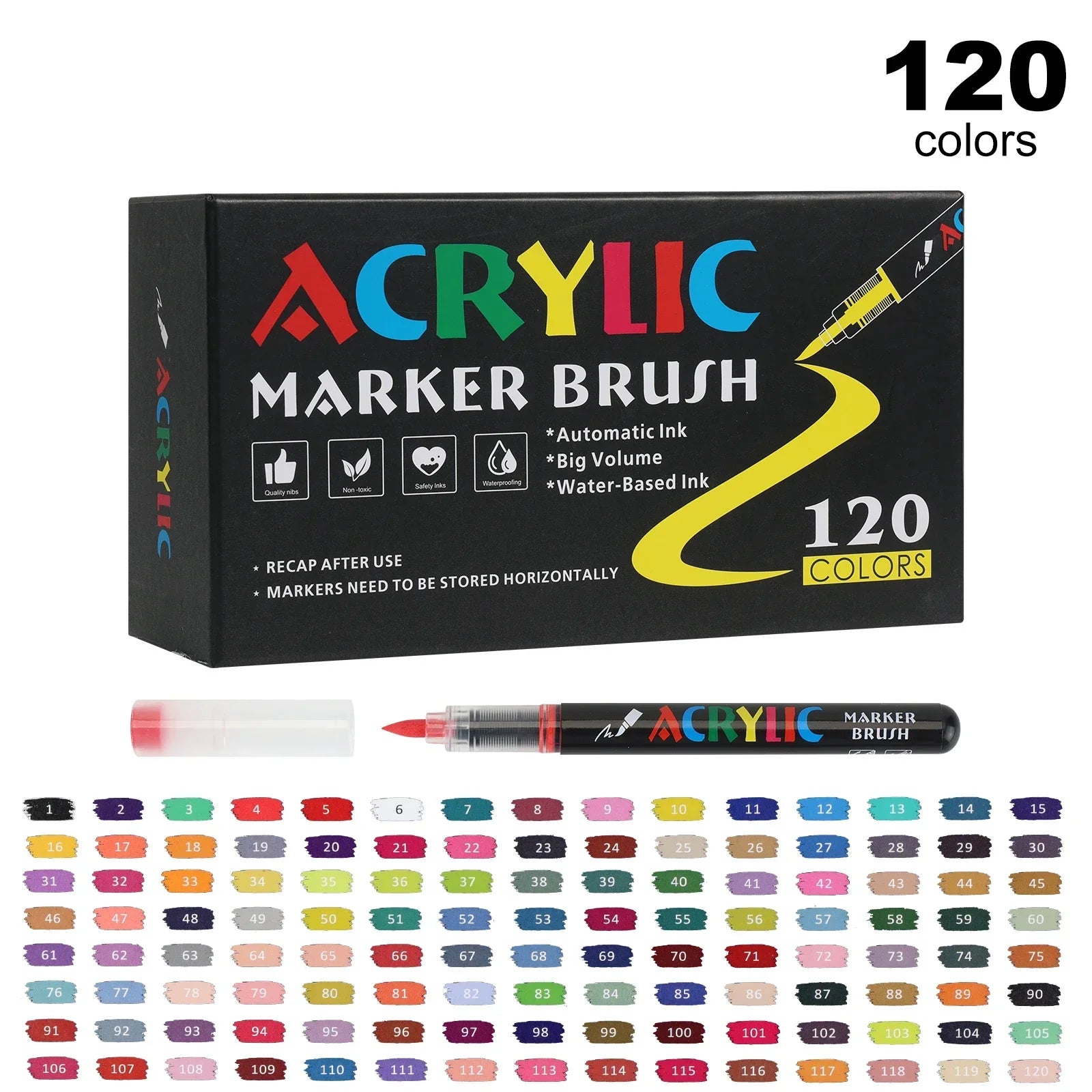 Buy The Best By Artsulli - Art is Long Life Short - 12-120 Colors Direct Liquid Acrylic Paint Marker Sets Professional Drawing Soft Brush