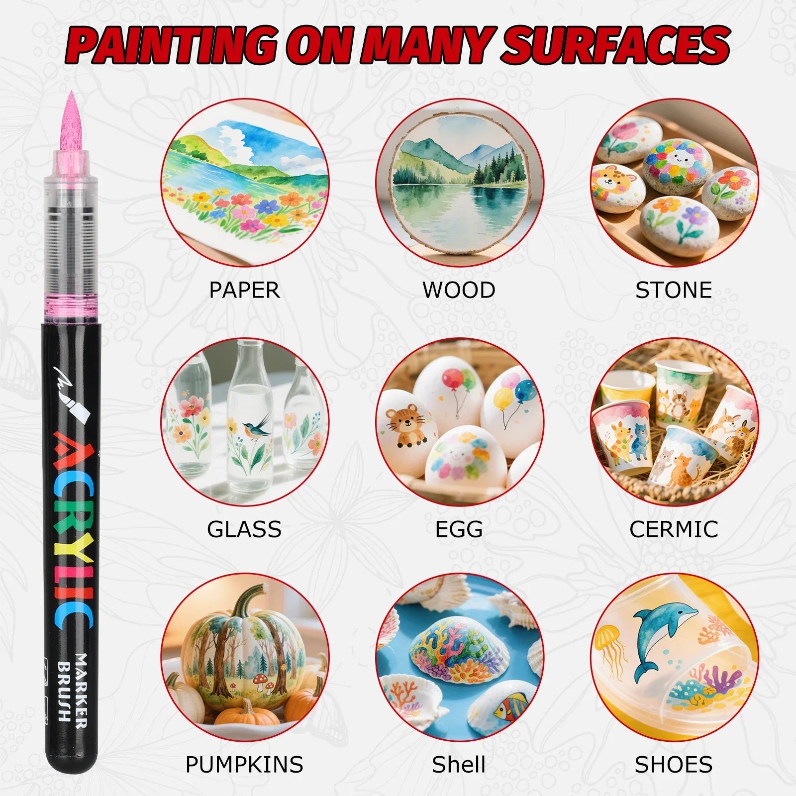 Buy The Best By Artsulli - Art is Long Life Short - 12-120 Colors Direct Liquid Acrylic Paint Marker Sets Professional Drawing Soft Brush