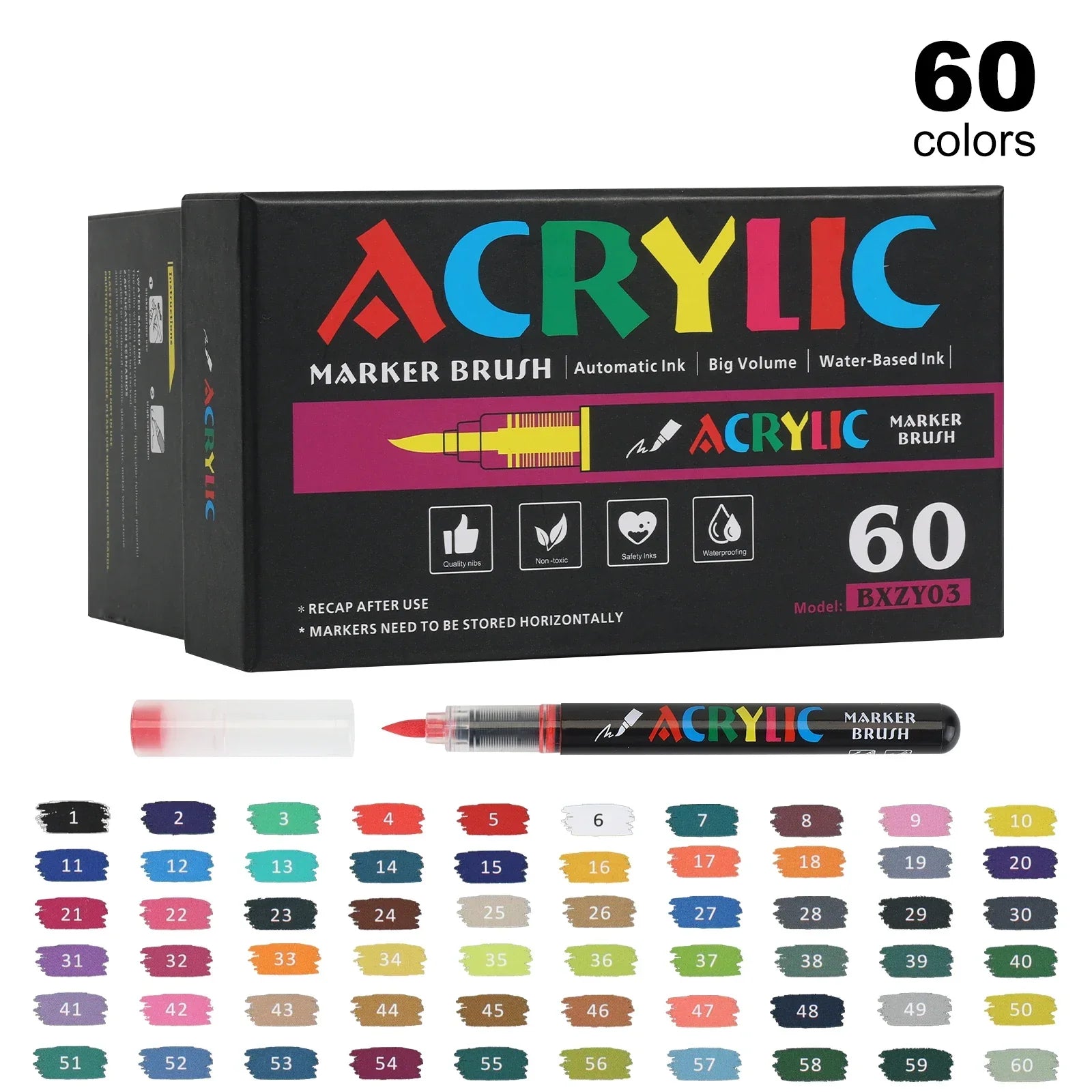Buy The Best By Artsulli - Art is Long Life Short - 12-120 Colors Direct Liquid Acrylic Paint Marker Sets Professional Drawing Soft Brush