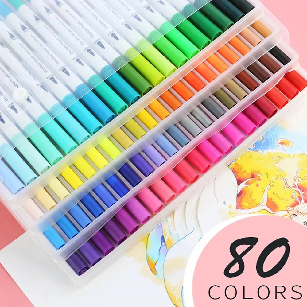 Buy The Best By Artsulli - Art is Long Life Short - 12-120 Colors Double Sided Marker Pens Set Water Based Washable Ink School Drawing